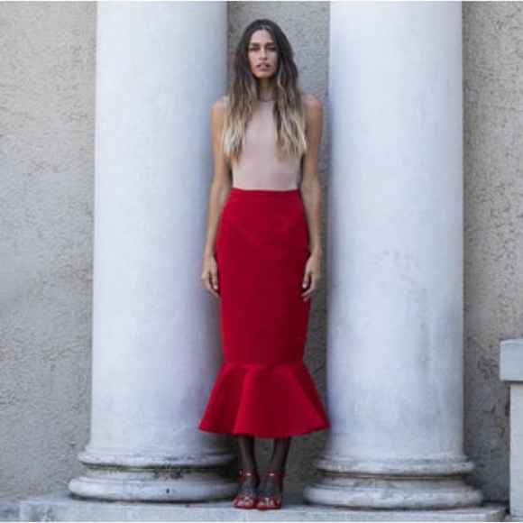 Damaris Bailey Rubina Red Mermaid Skirt Cocktail Party Event Wedding Size XS - Picture 4 of 10